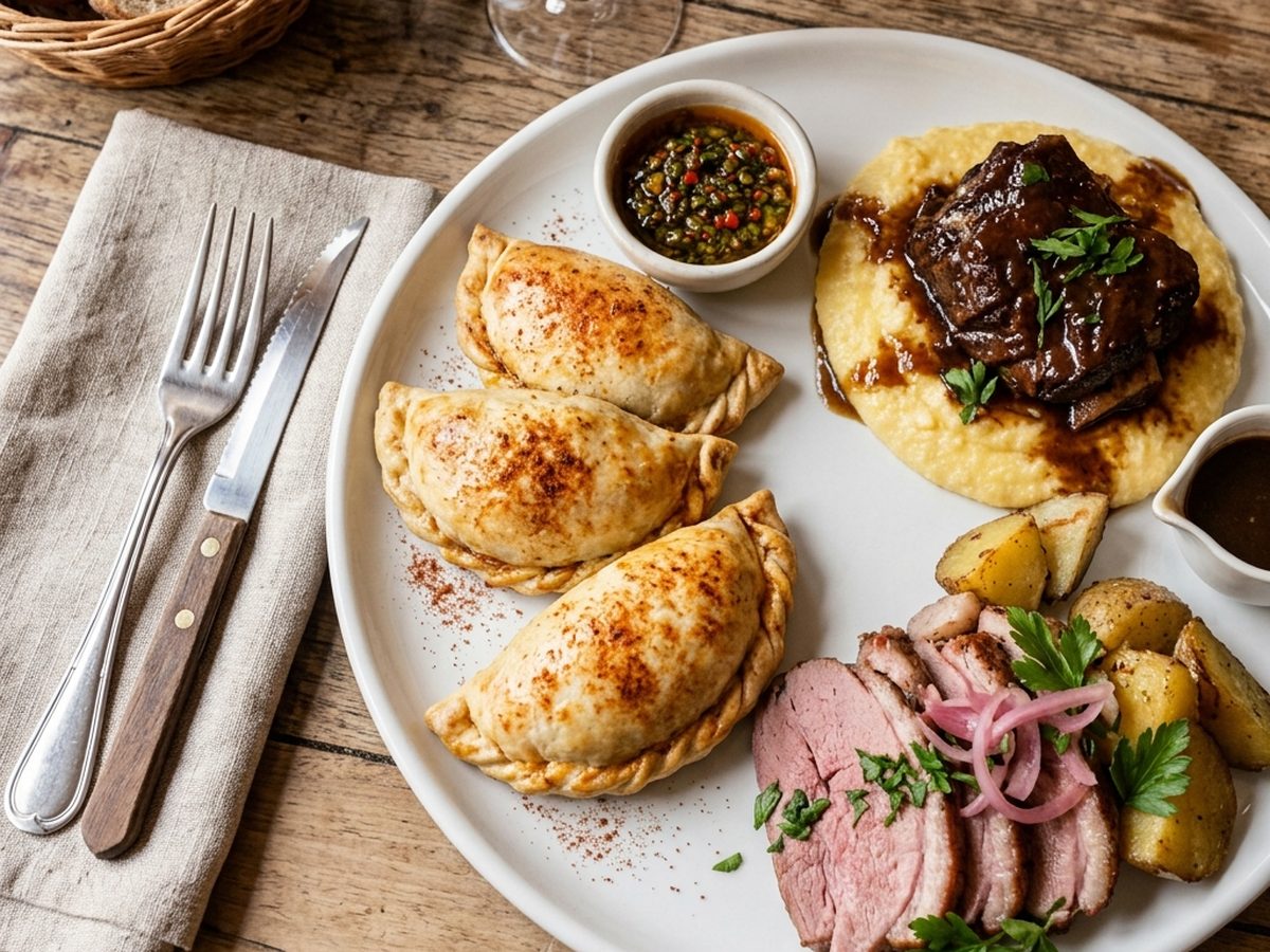 Experiencia Cordero de Medio Perro: empanadas de cordero, cordero braseado y cordero ahumado en un mismo plato